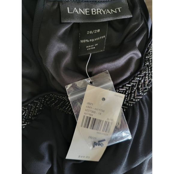 New‎ Lane Bryant Women's Beaded Neckline Asymmetrical Hem Black Blouse - Picture 8 of 8